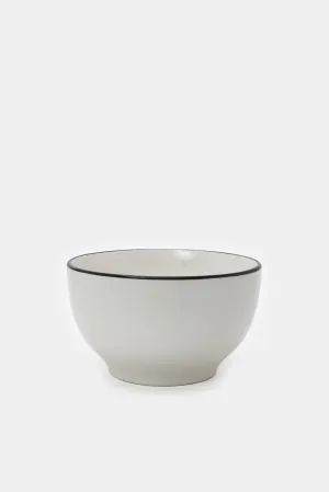 Cream Round Bowl With Black Trim