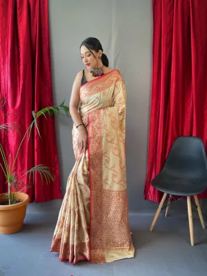 Cream Saree in Cotton Rose Gold