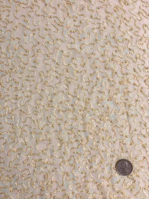 Cream Sequin & Beads On Silk Chiffon JEC-070-1 Fabric