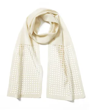 Cream Silk Squares Code Scarf