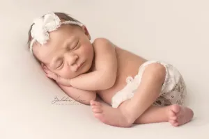 Cream White Lace Pants and Lace Bow Mohair Headband