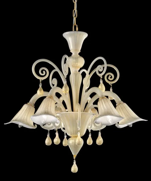 Creamy White And Gold Murano Chandelier