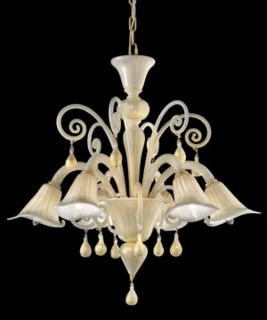 Creamy White And Gold Murano Chandelier