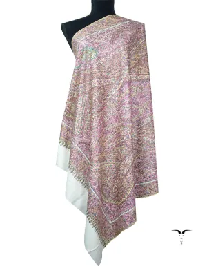 creamy-white jamma embroidery pashmina shawl 8895