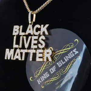 Create Your Own Custom Design in 925 Sterling Silver 2.50inch BLACK LIVES MATTER Sign Pendant Cubic Zirconia