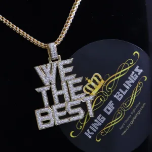 Create Your Own Custom Design in 925 Sterling Silver Yellow1.50 inch 'WE THE BEST'  Pendant with Cubic Zirconia