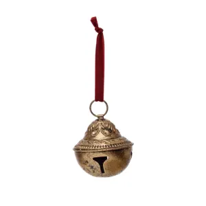 Creative Co-Op Gold/Red Sleigh Bell Ornament 5 in.