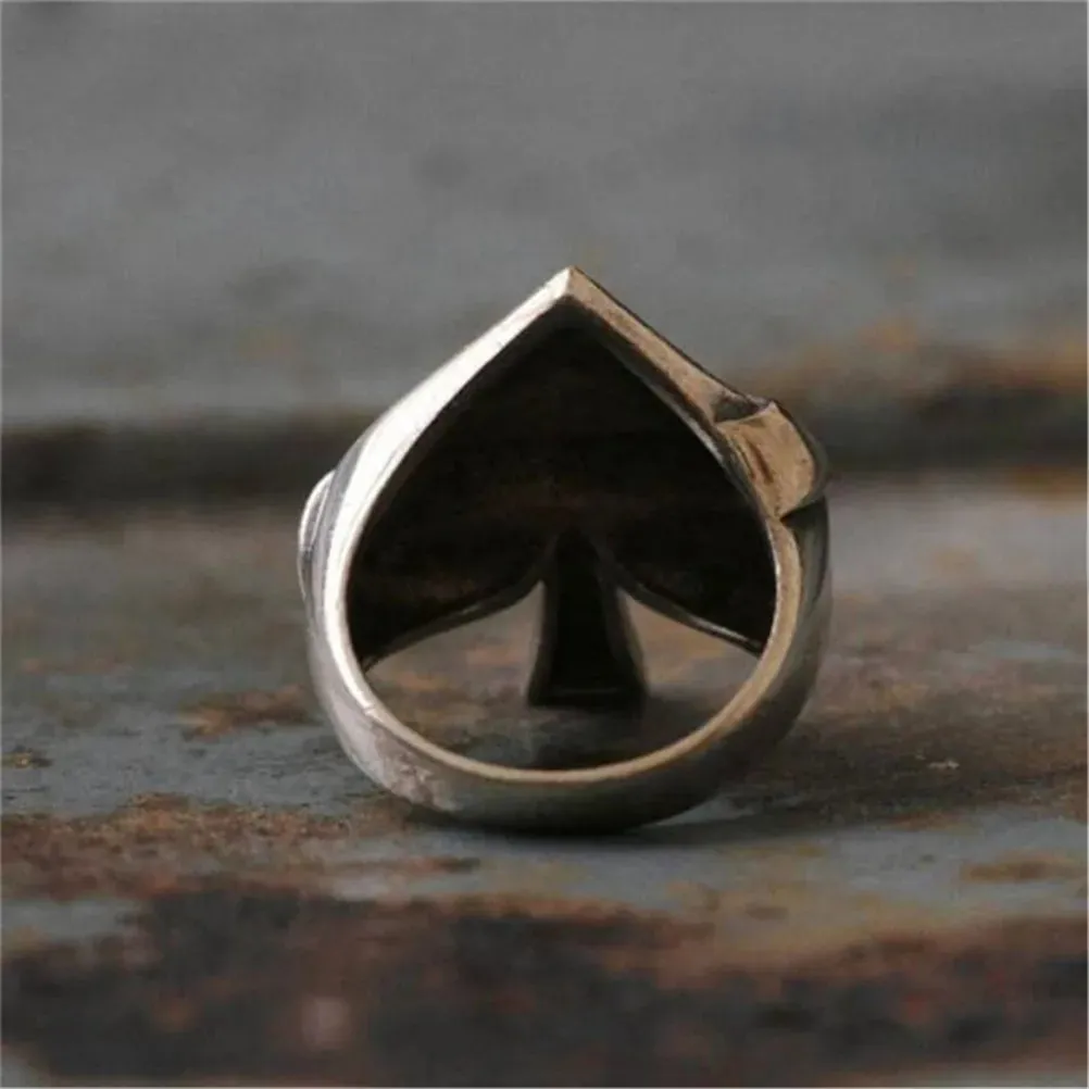 Creative Fashion Spades Solitaire Punk Hip Hop Rock Men's Ring Holiday Gift Jewelry Jewelry Wholesale