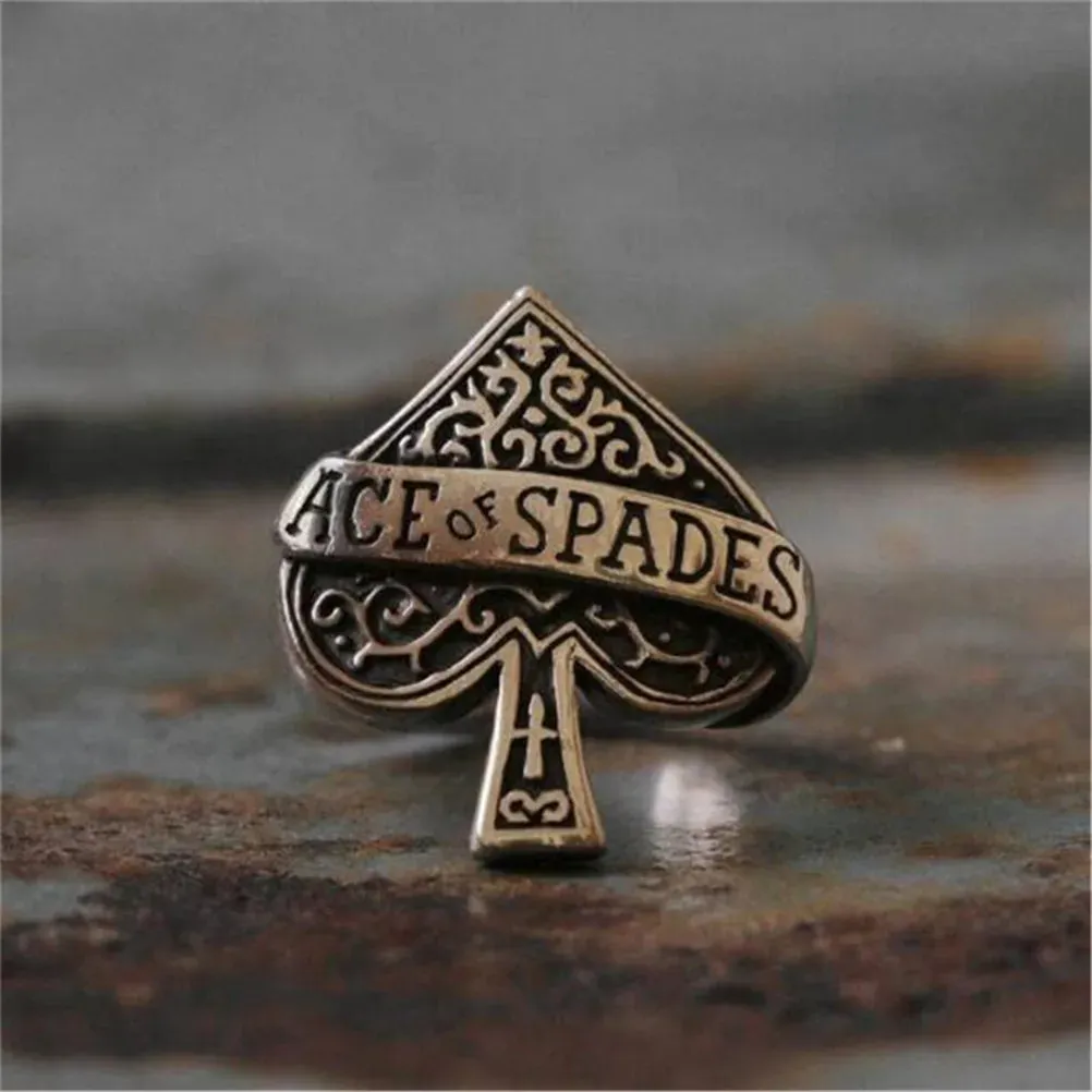 Creative Fashion Spades Solitaire Punk Hip Hop Rock Men's Ring Holiday Gift Jewelry Jewelry Wholesale