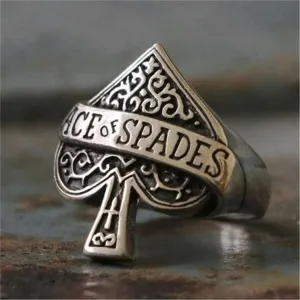 Creative Fashion Spades Solitaire Punk Hip Hop Rock Men's Ring Holiday Gift Jewelry Jewelry Wholesale