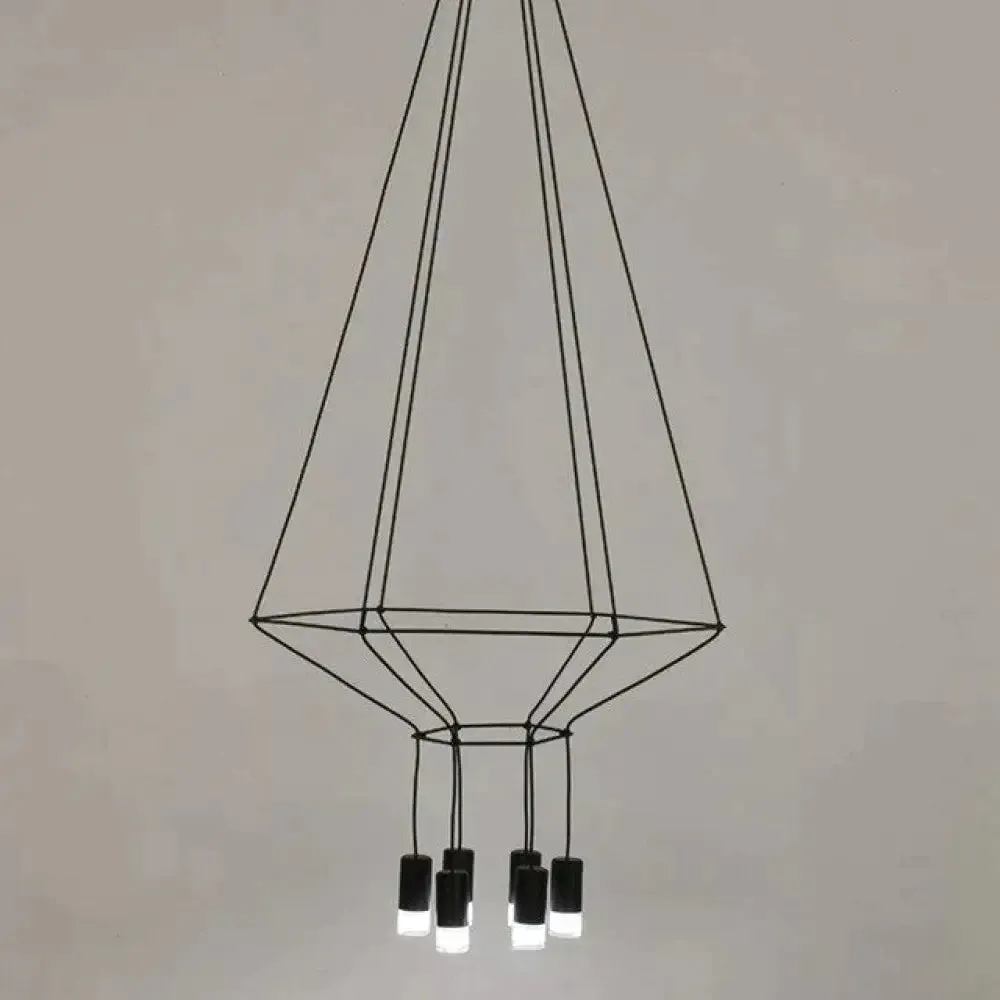 Creative Modern Art Pendant Lamp Light Black Metal Long Wire Simple Shape Kitchen Bar Hanging Lamp Bedside Suspension Lighting