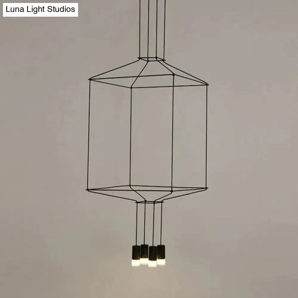 Creative Modern Art Pendant Lamp Light Black Metal Long Wire Simple Shape Kitchen Bar Hanging Lamp Bedside Suspension Lighting