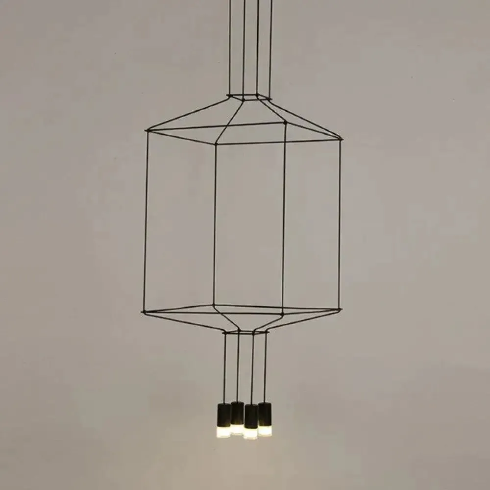 Creative Modern Art Pendant Lamp Light Black Metal Long Wire Simple Shape Kitchen Bar Hanging Lamp Bedside Suspension Lighting