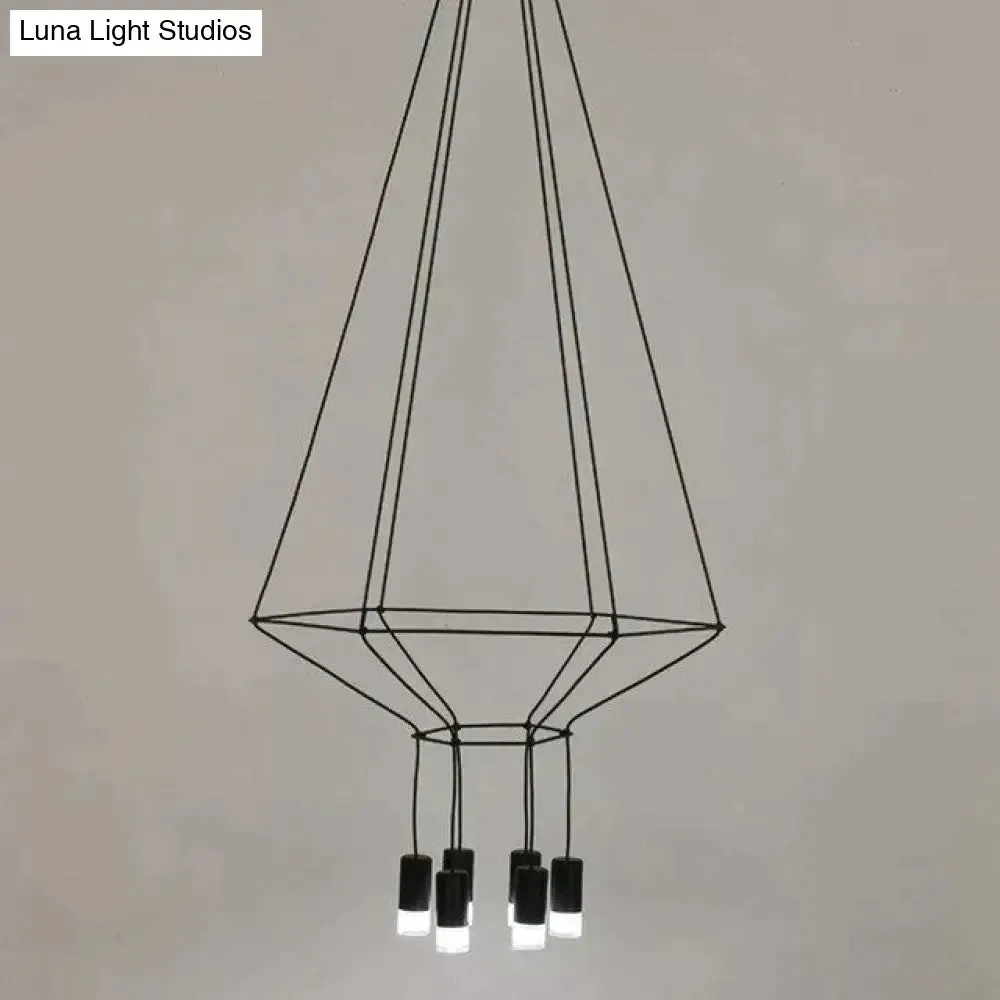 Creative Modern Art Pendant Lamp Light Black Metal Long Wire Simple Shape Kitchen Bar Hanging Lamp Bedside Suspension Lighting