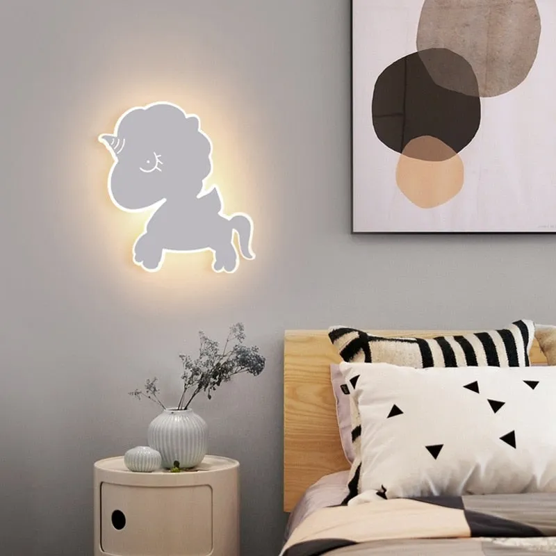 Creative Unicorn Cartoon Wall Lamp for Kid's Room