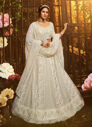 Creme White Wedding Lehenga Choli