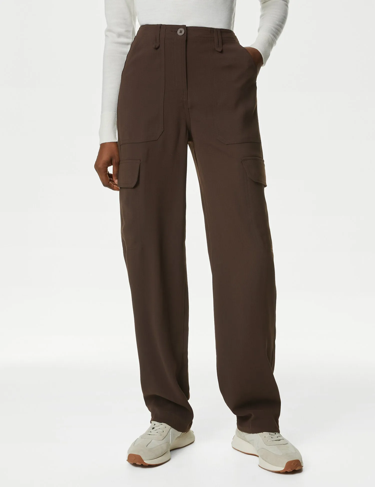 Crepe Cargo Relaxed Trousers