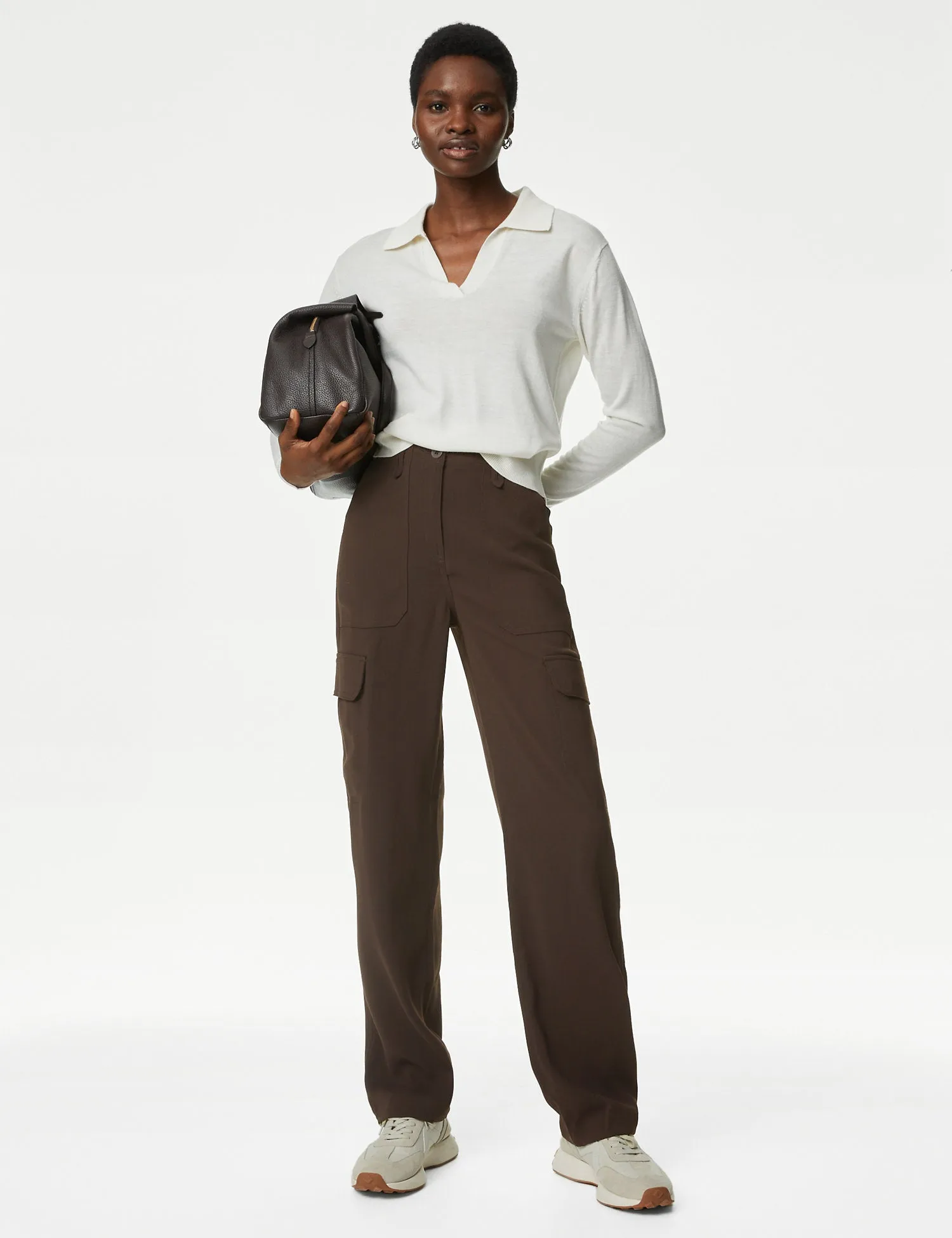 Crepe Cargo Relaxed Trousers