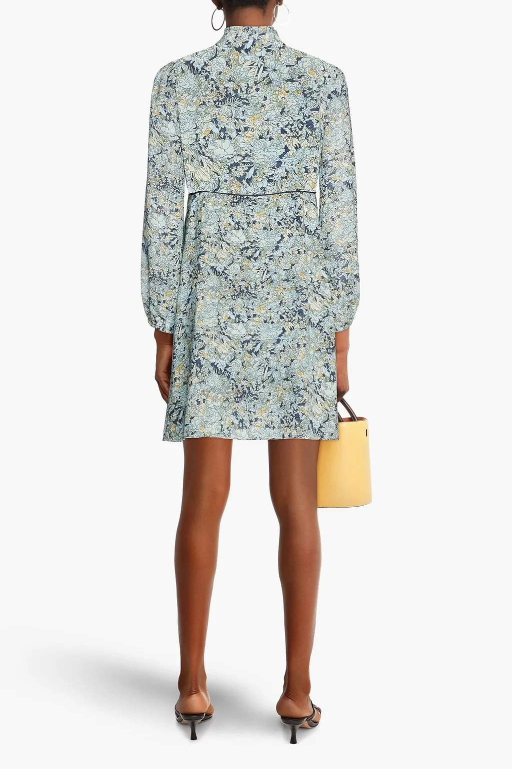 Crepe de Chine mini dress with floral print MAJE, blue