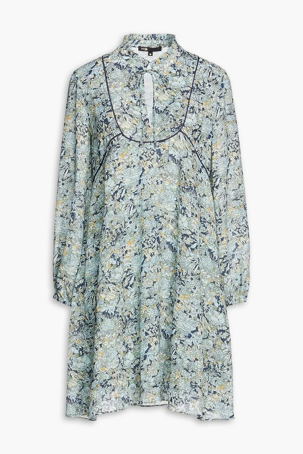 Crepe de Chine mini dress with floral print MAJE, blue