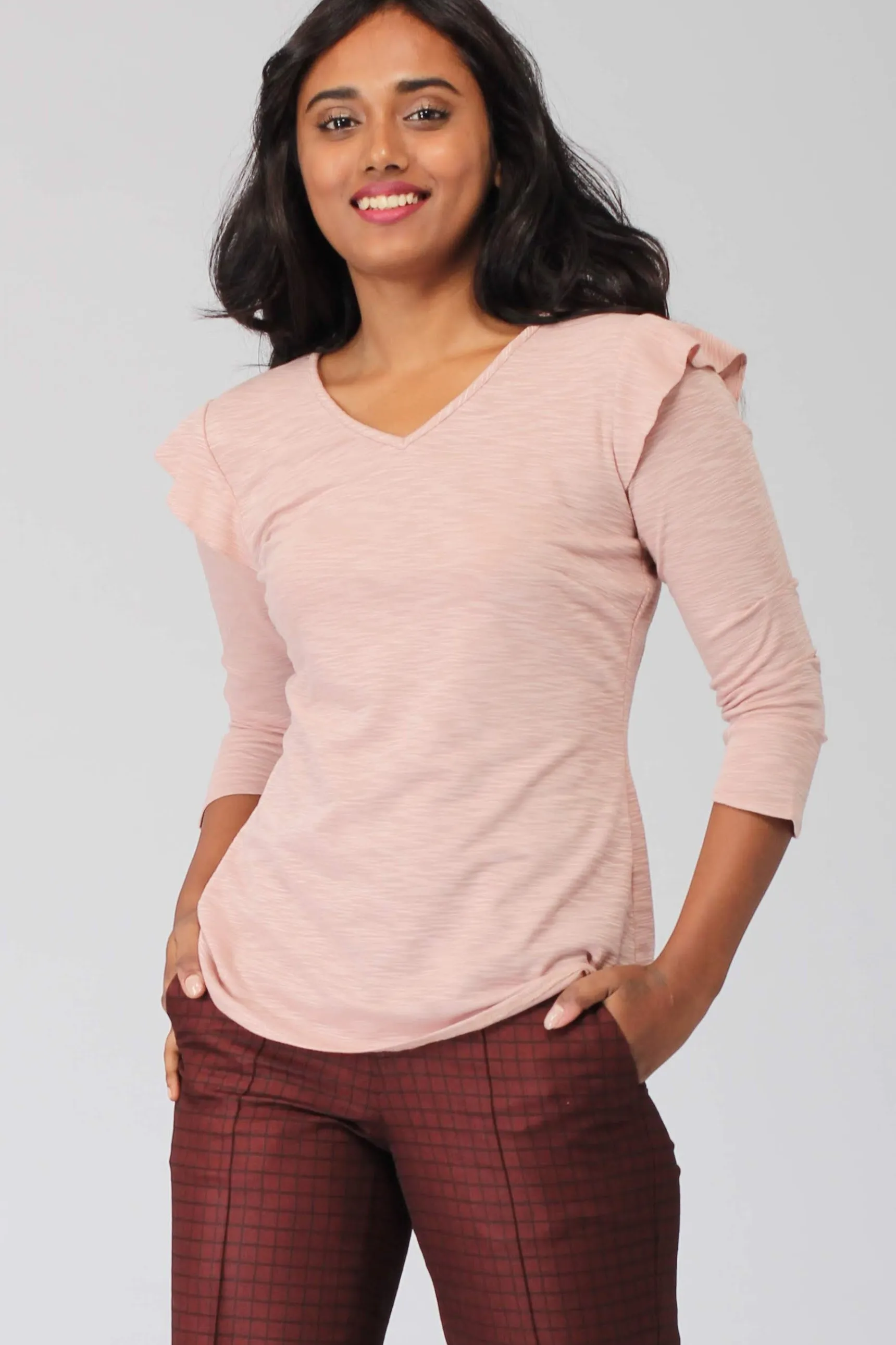 Crepe Pink Viscose Knit Top