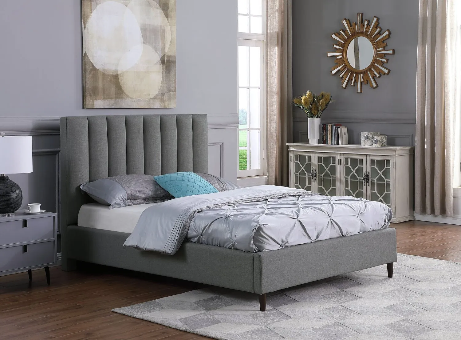 Cresbard Upholstered Full Platform Bed - Grey