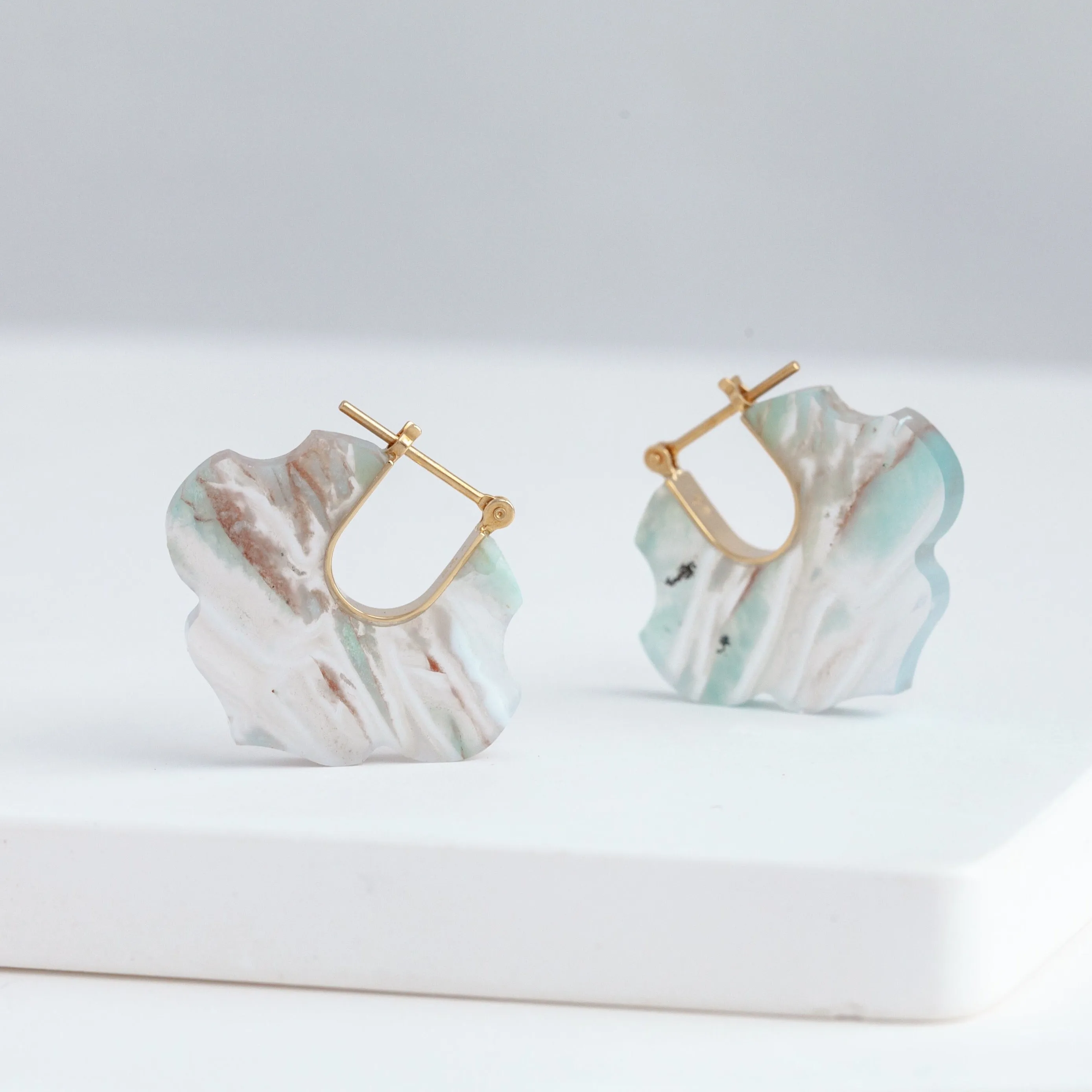 Crest aquaprase Damask earrings - limited edition