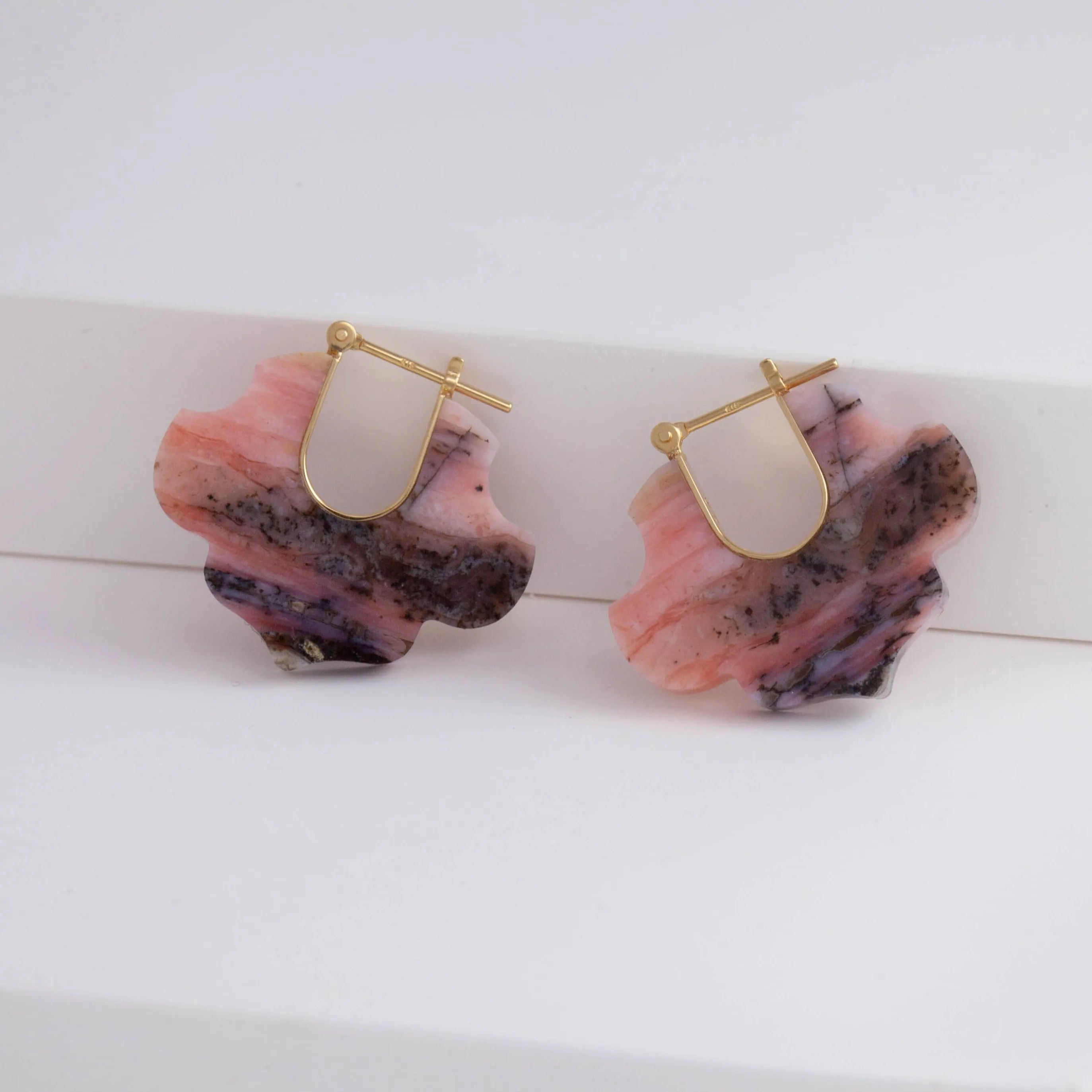 Crest pink opal damask earrings B – limited edition