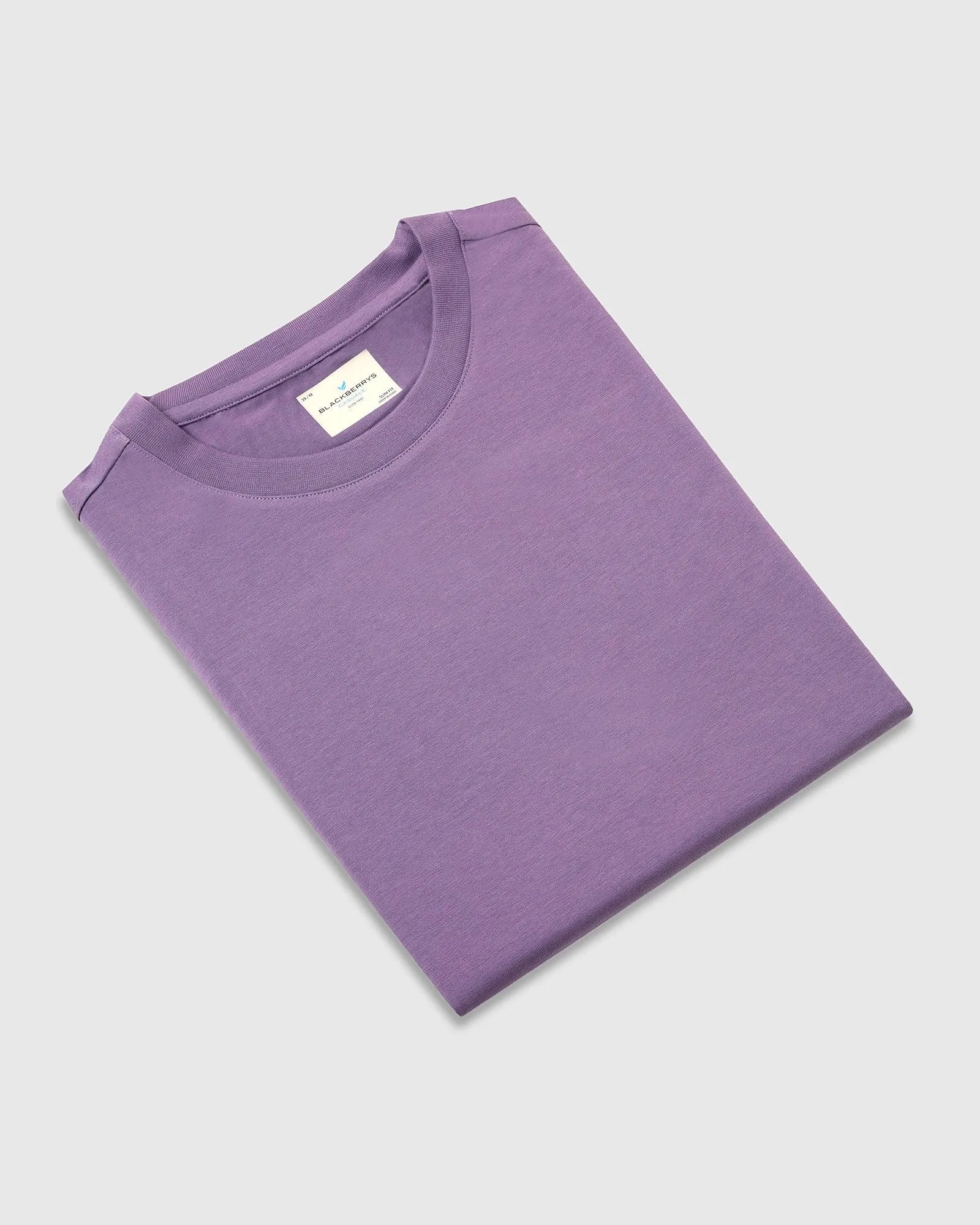 Crew Neck Purple Solid T-Shirt - Noah