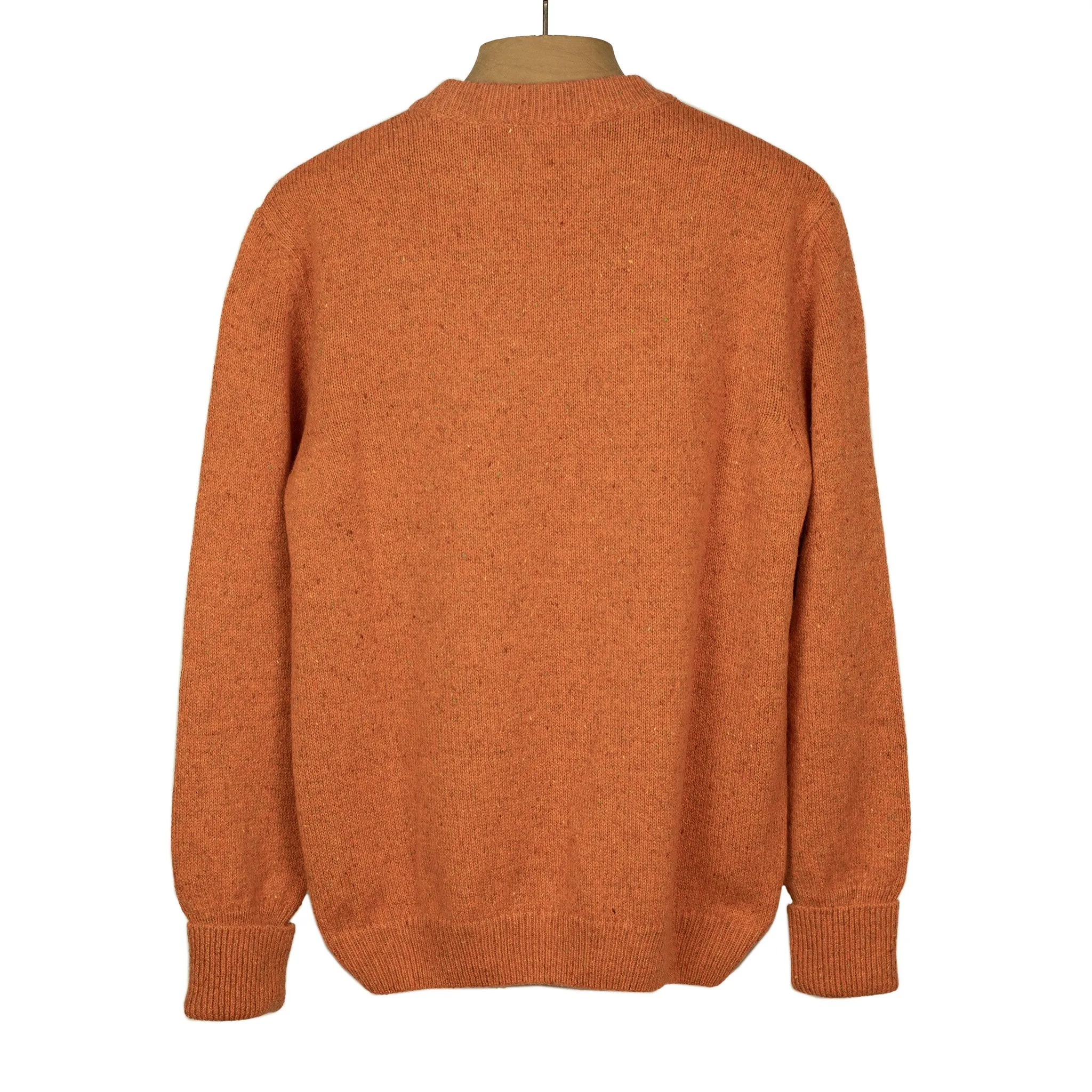 Crewneck sweater in orange merino wool and alpaca mix (restock)