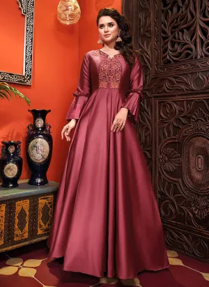 Crimson Red Designer Silk Gown