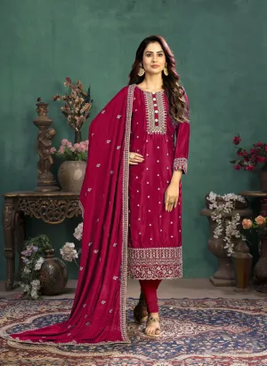 Crimson Red Zari Embellished Salwar Kameez Suit