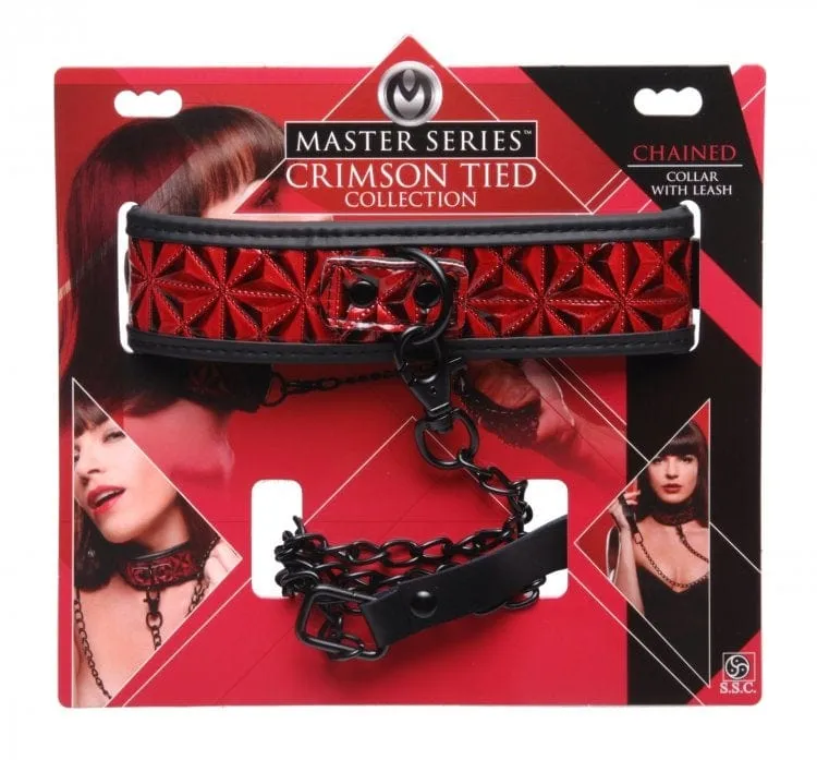 Crimson Tied Chained Collar With Leash