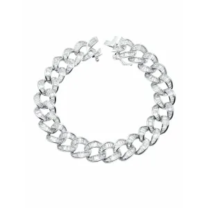 CRISLU Ice'd Bold Chain Bracelet-Sterling Silver Platinum Finish