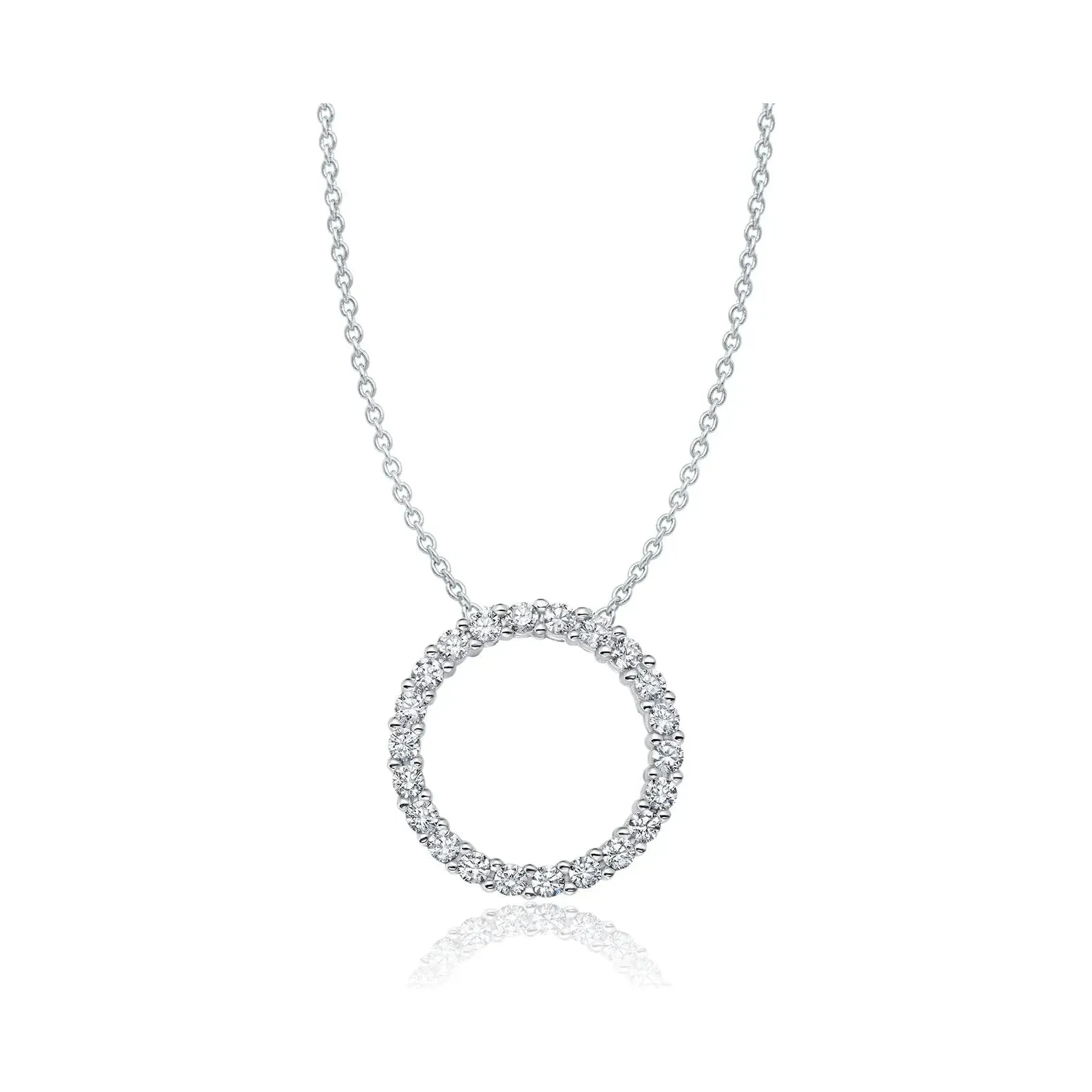 CRISLU Open Pave Circle Necklace In Pure Platinum