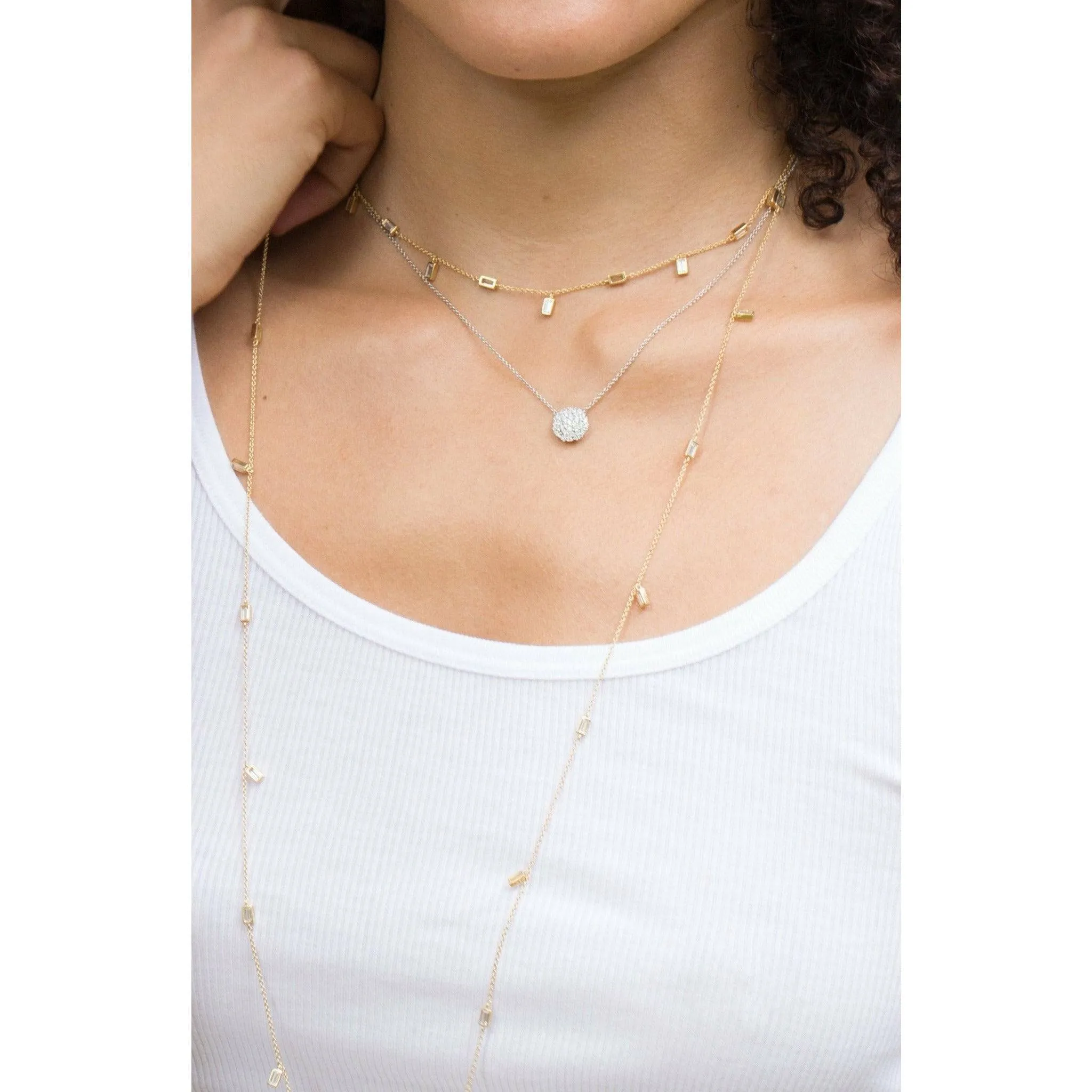 Crislu Prism Baguette 36" Necklace finished in Pure Platinum