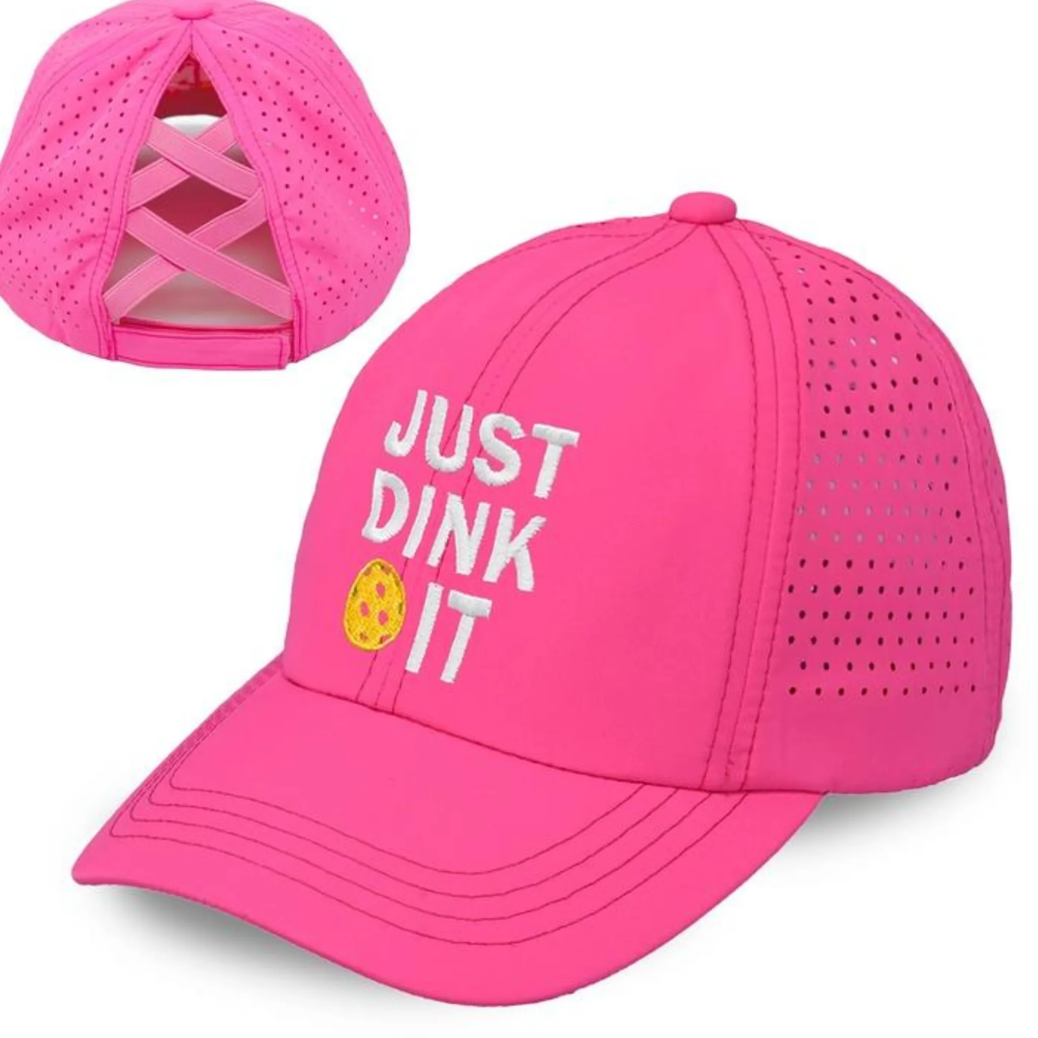 Criss Cross Laser Cut Running Cap - Just Dink It (Hot Pink)