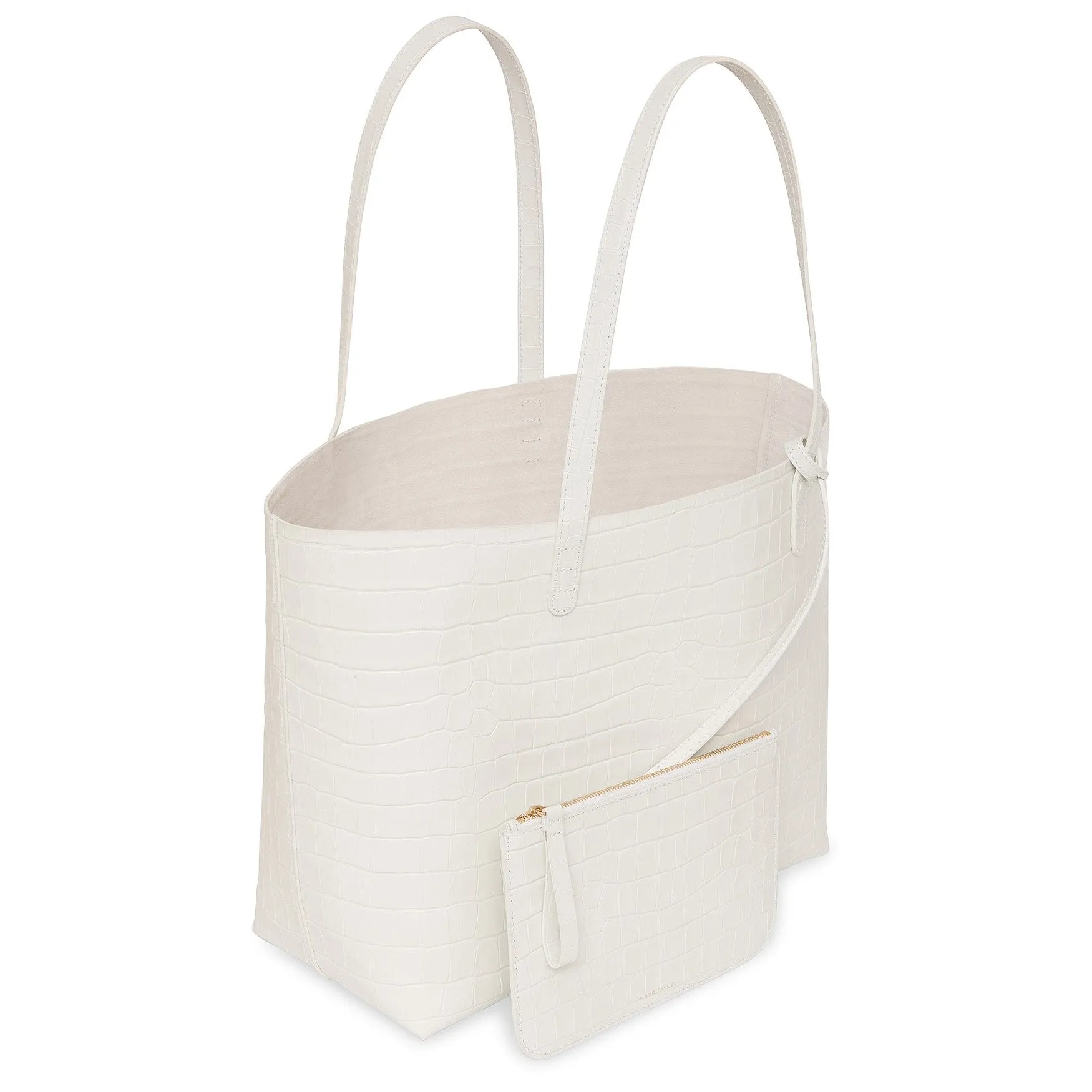 Croc Embossed Large Tote - White