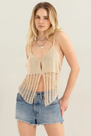 Crochet Cardigan Sand Top