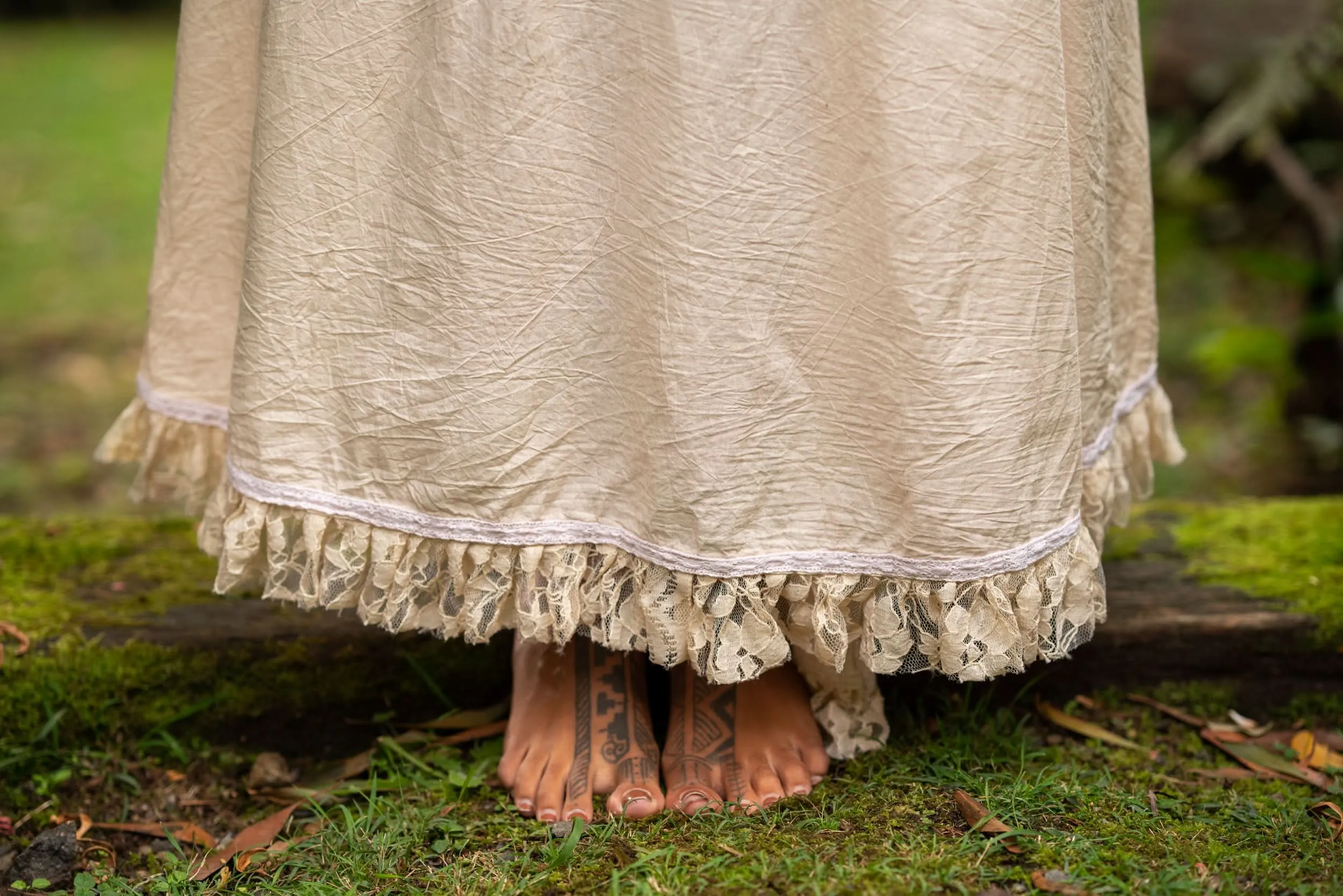 Crochet Patchwork Wrap Skirt - Cream