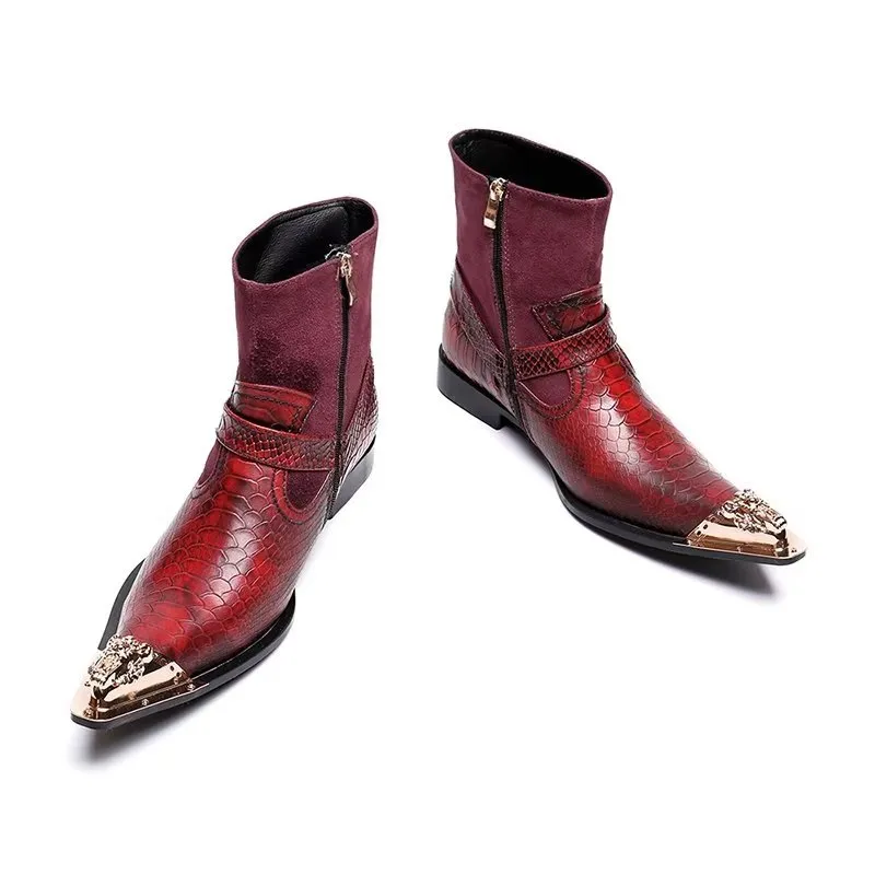 CrocLuxe Exquisite Croc-Embossed Leather Dress Boots