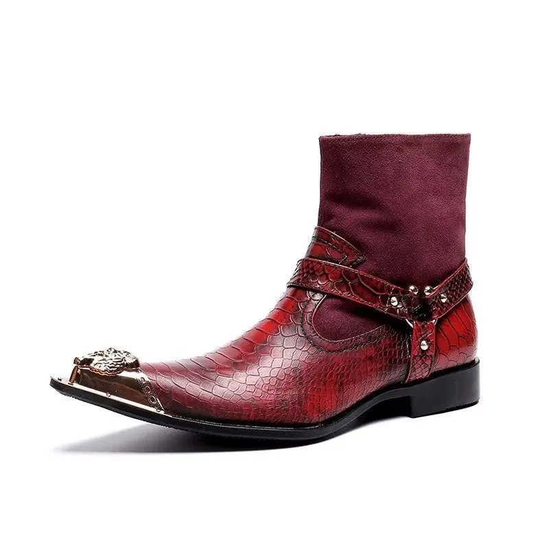 CrocLuxe Exquisite Croc-Embossed Leather Dress Boots