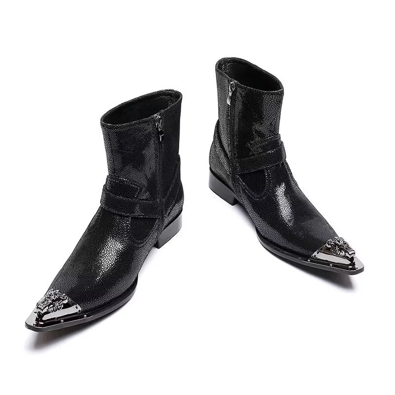 CrocLuxe Exquisite Croc-Embossed Leather Dress Boots