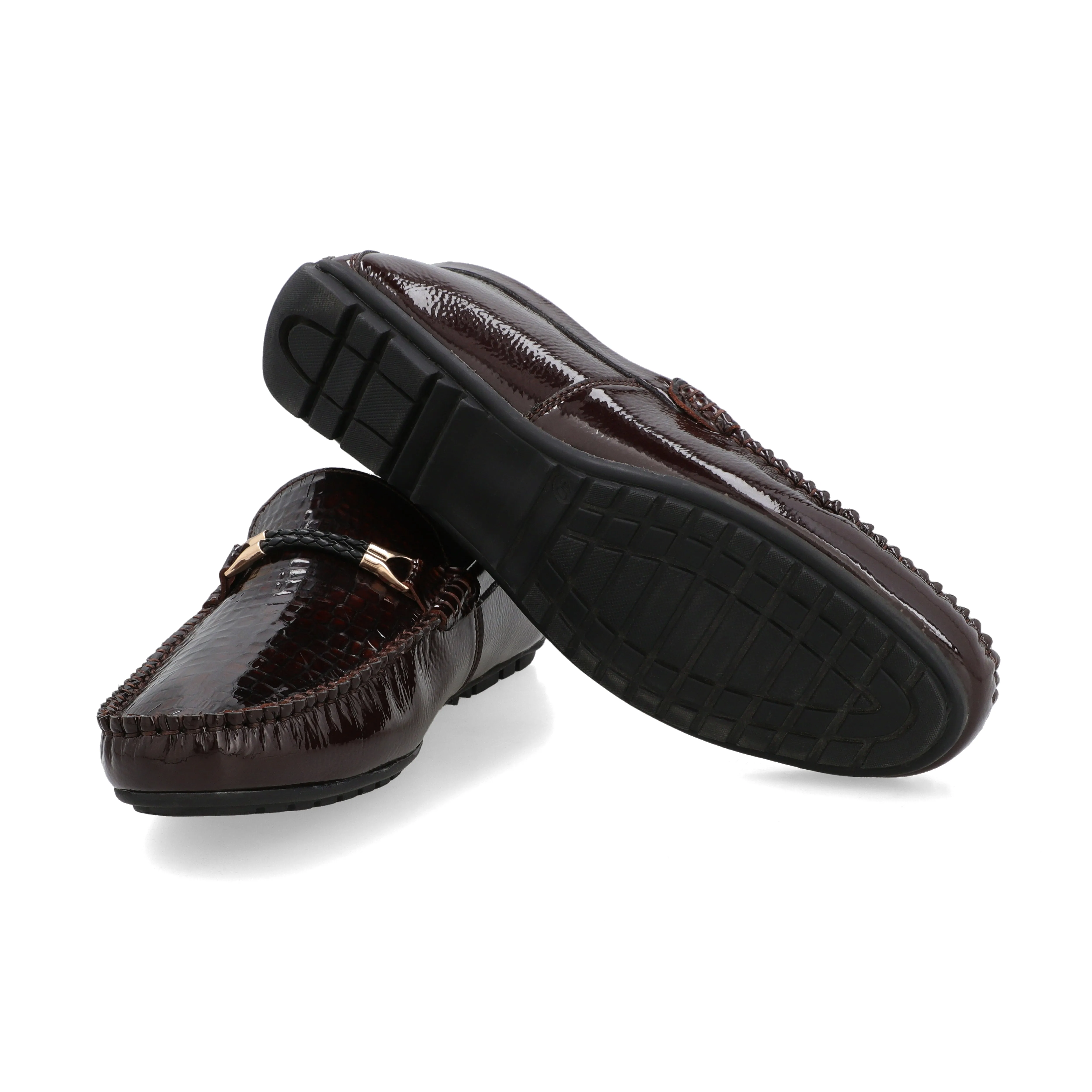 Crocodile Embossed Twisted rope Moccasins