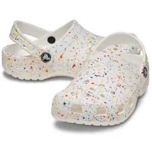 Crocs Kids - Youths Classic Clog K Paint Splatter Print White Multi Sandal