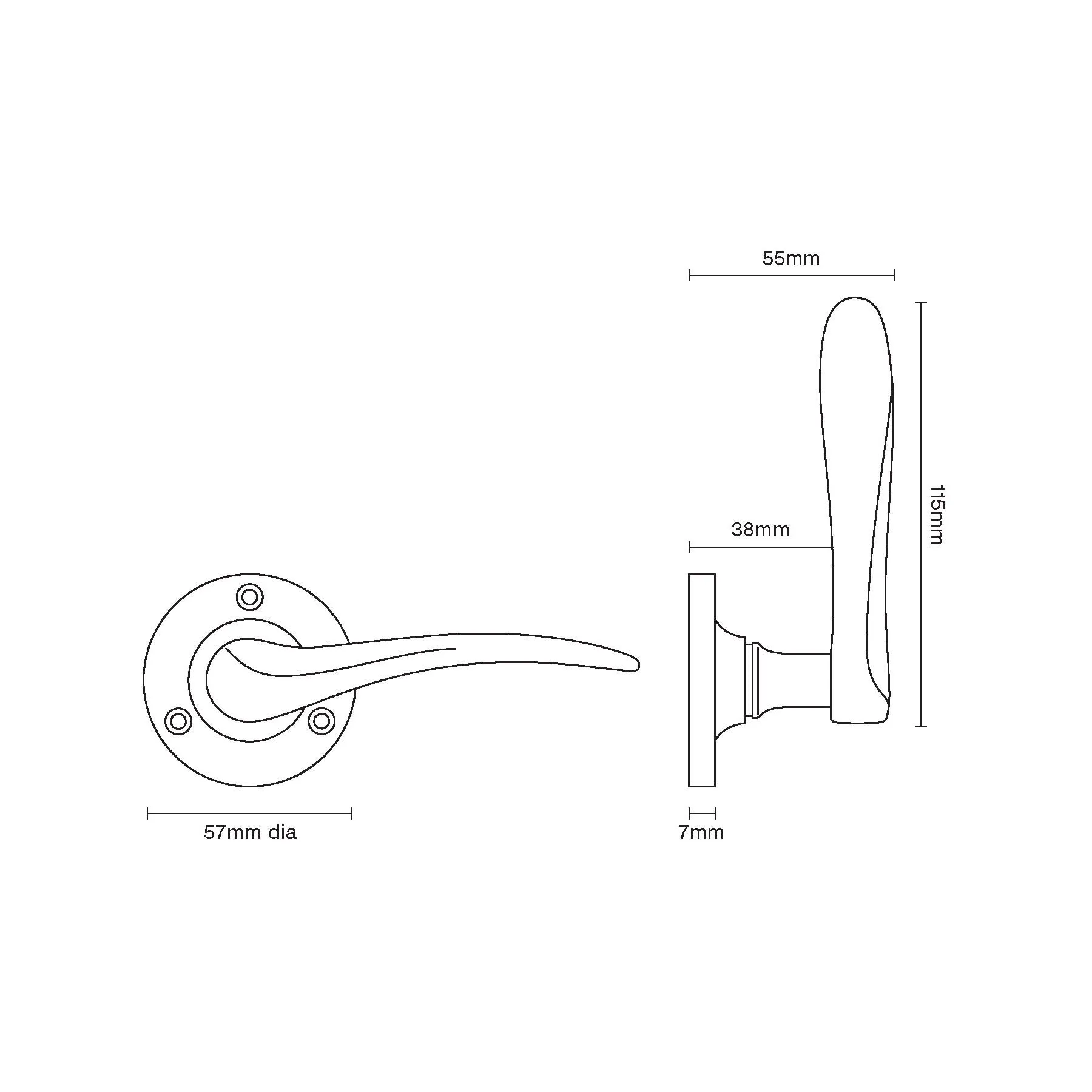 Croft Codsall Lever Handle on Face Fix Rose