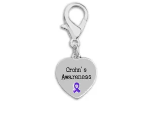 Crohn's Disease Awareness Heart Hanging Charms