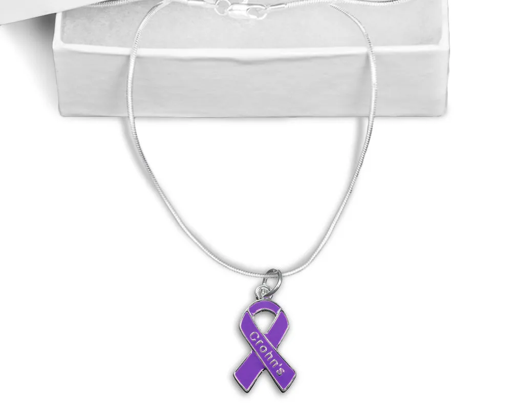 Crohn's Disease Purple Ribbon Necklaces