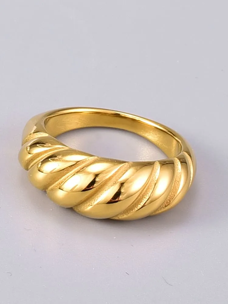 Croissant Ring 18k Gold Plated Luxury Fashion Womens Jewelry Tarnish Free