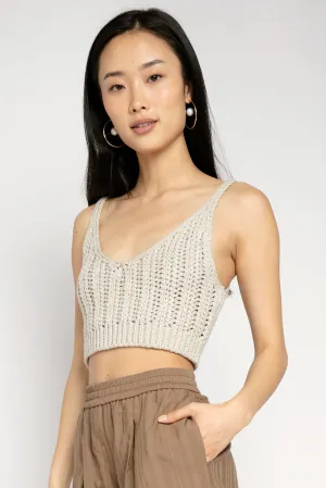 Cropped Cotton Tank Top in Bamboo